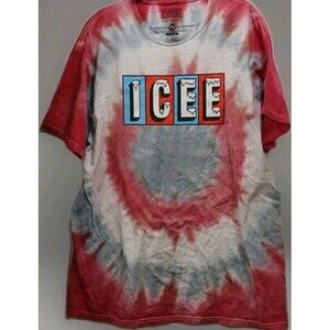 ICEE Tie Dye Tee Men’s XL Red White Blue 90s Y2K Summer Festival Cotton Graphic
